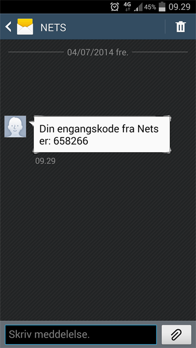 This is how it may look when you receive the password on your phone