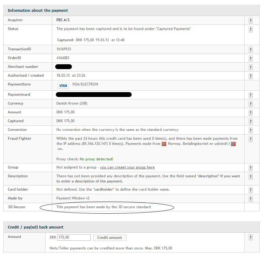 Find the payment in your ePay administration, and click on &#39;Info&#39; to verify if 3D Secure has been used
